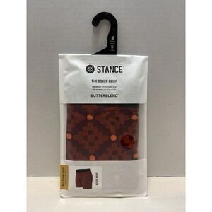 NEW Stance ButterBlend Boxer Brief Geoglide Print Red Mens Medium 6"
